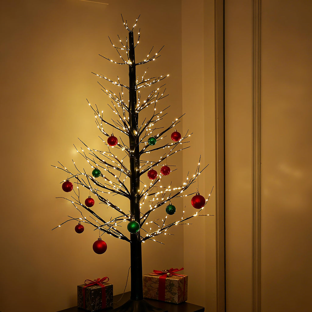 4ft Black Lighted Christmas Tree with 650 Warm White LED Lights