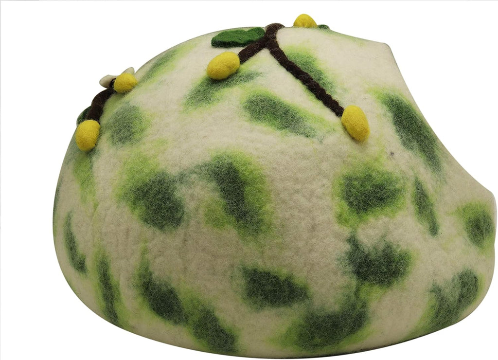 Cat Bed Cave - Wool Cat Cave with Flower Climber Design, Cozy Covered Cat House for Indoor Cats, Fits 1 Large or 2