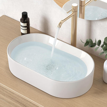 KES Bathroom Sink, White Vessel Sink for Bathroom