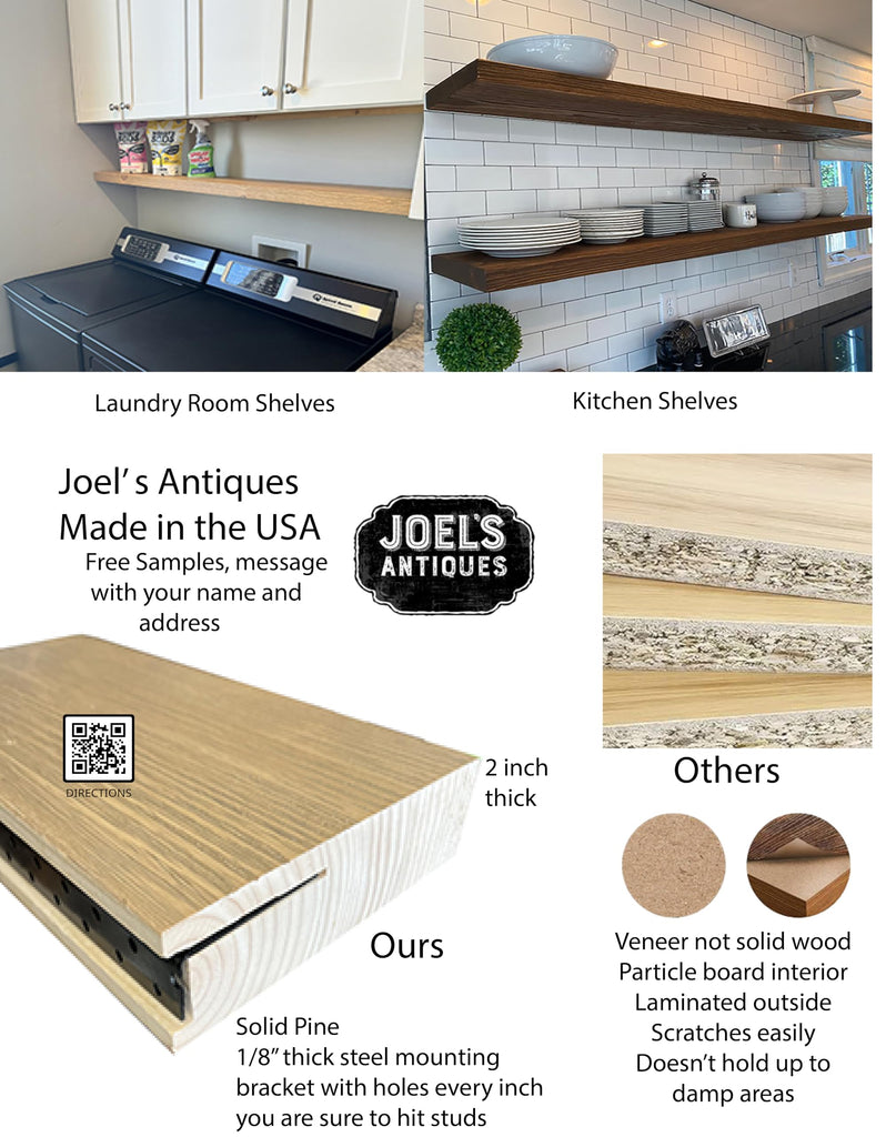 60 Inch Wooden Floating Shelves for Wall -60x8x2 in