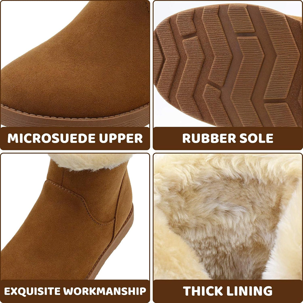 Girls Fuzzy Warm Winter Short Boots with Furry Faux Fur Lining Bootie Shoes for Toddler Little Big Kids Girls