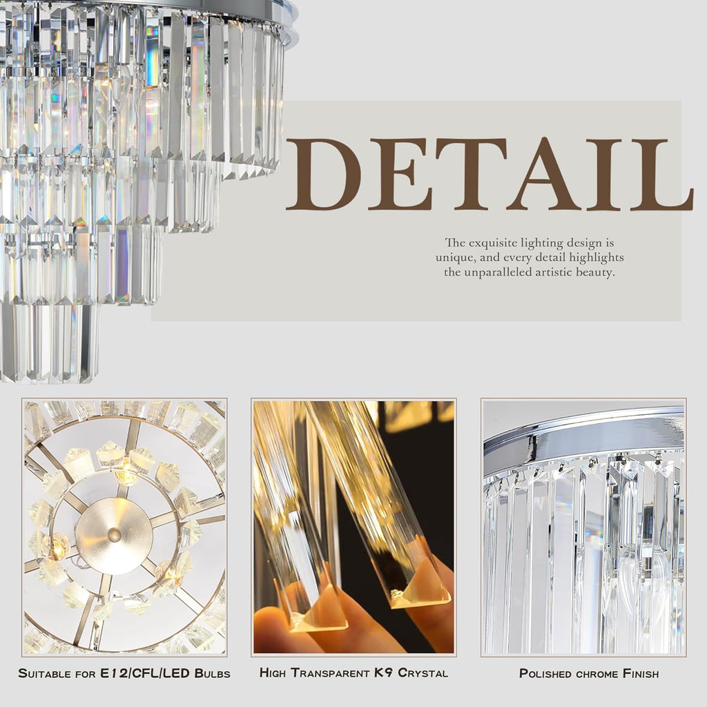 Inspired Odeon Style 9-Light Chrome Crystal 4-Tier Modern Chandelier Dia 23.6" - A107-B07K3X68RY