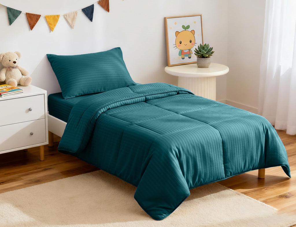 Toddler Bedding Set, Fits 55"x30" Toddler Beds, 4-Piece, Teal