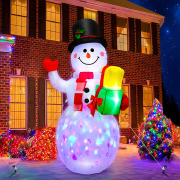 5 Ft Inflatable Snowman Christmas Outdoor Decoration Blow Up Snowman with Upgrade Rotating LED Lights for