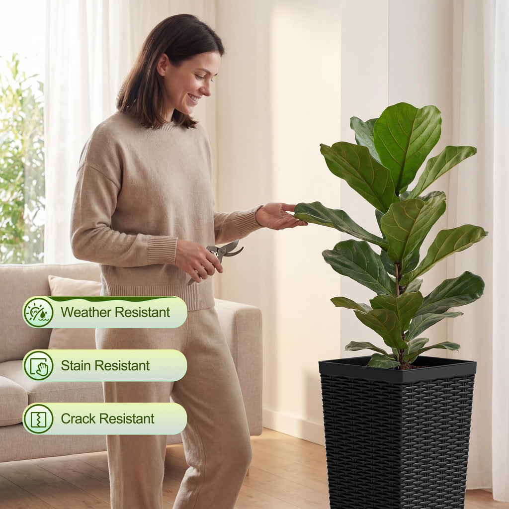 Resin 24'' Tall Planters, Large Taper Outdoor Planter