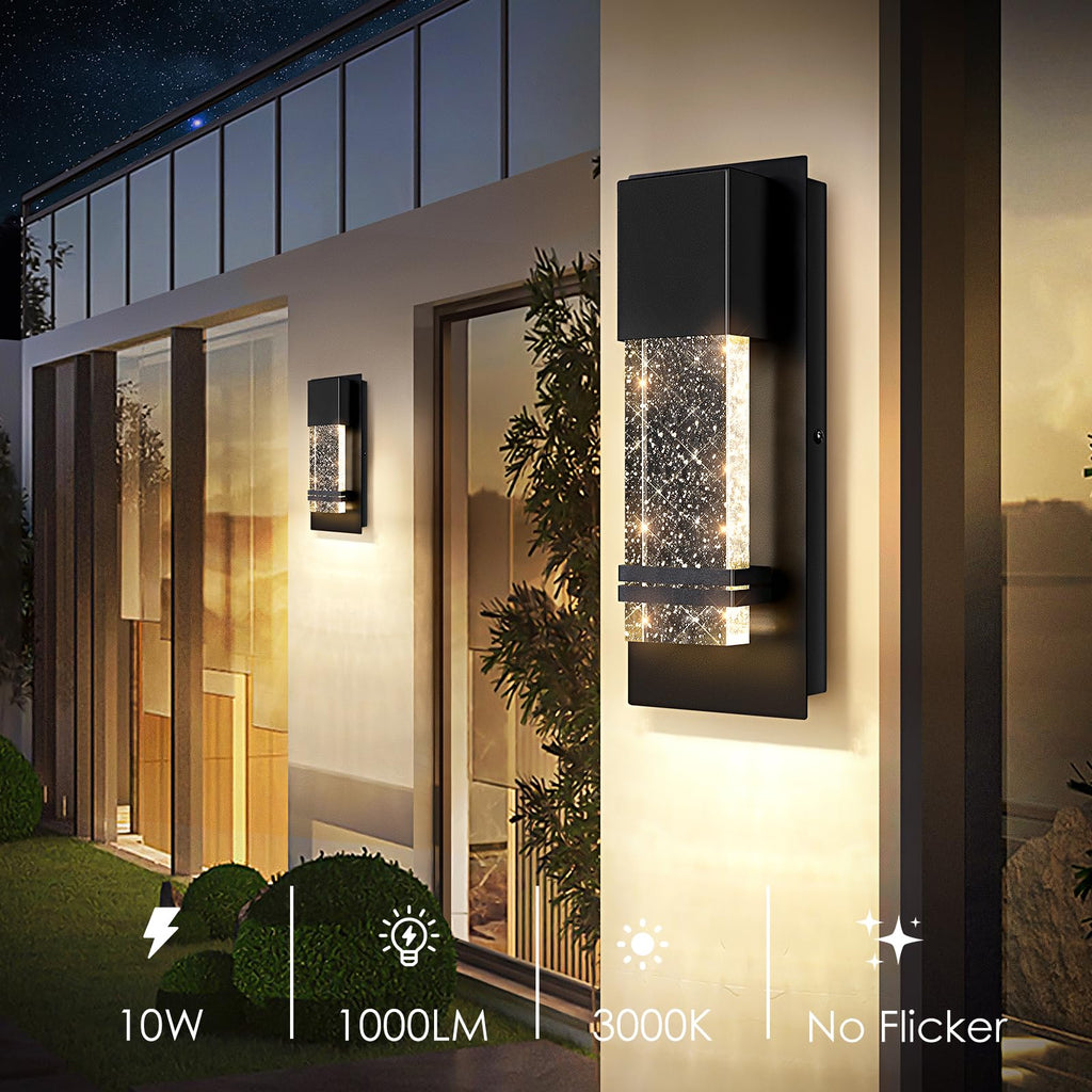 Outdoor Wall Light Fixtures with Crystal Bubble Glass, 10W 3000K
