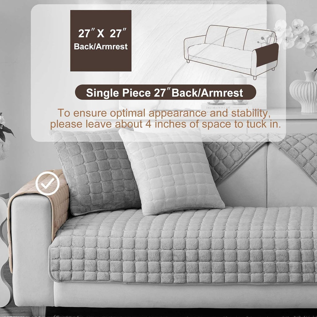 Velvet Washable Couch Cover, Nonslip Sofa Cover for Dogs.