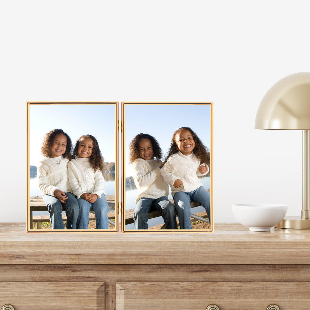 Metal Frame, Simply, Gold, 5x7 Double