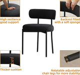 Black Boucle Dining Chairs Set of 2, Mid Century Modern Kitchen Chairs with Curved Backrest and Metal Legs