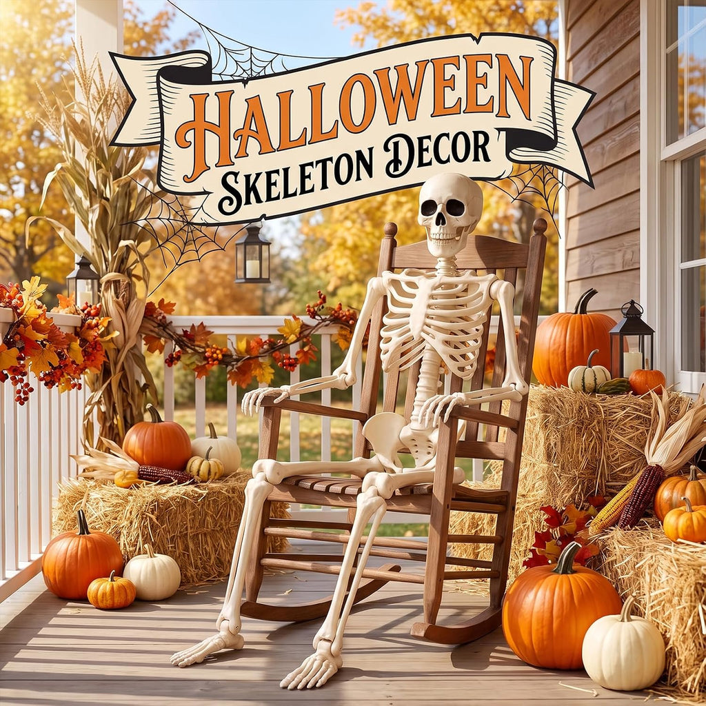 36" Halloween Skeleton, 3 ft Human Skeleton Full Body Posable Joints Plastic Skeleton for Halloween Decoration, Yard