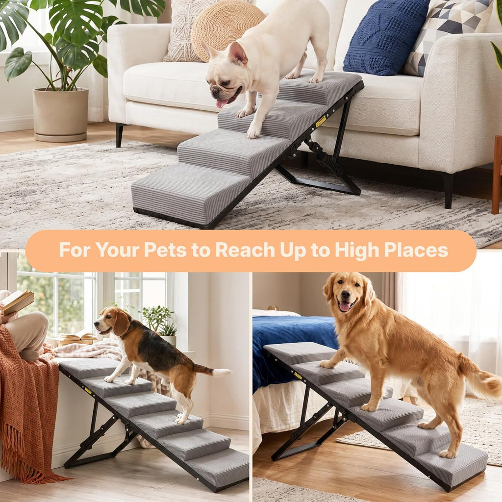 Dog Ramp for Bed Couch, Foldable Pet Stairs for Large Dogs 17"-23" H
