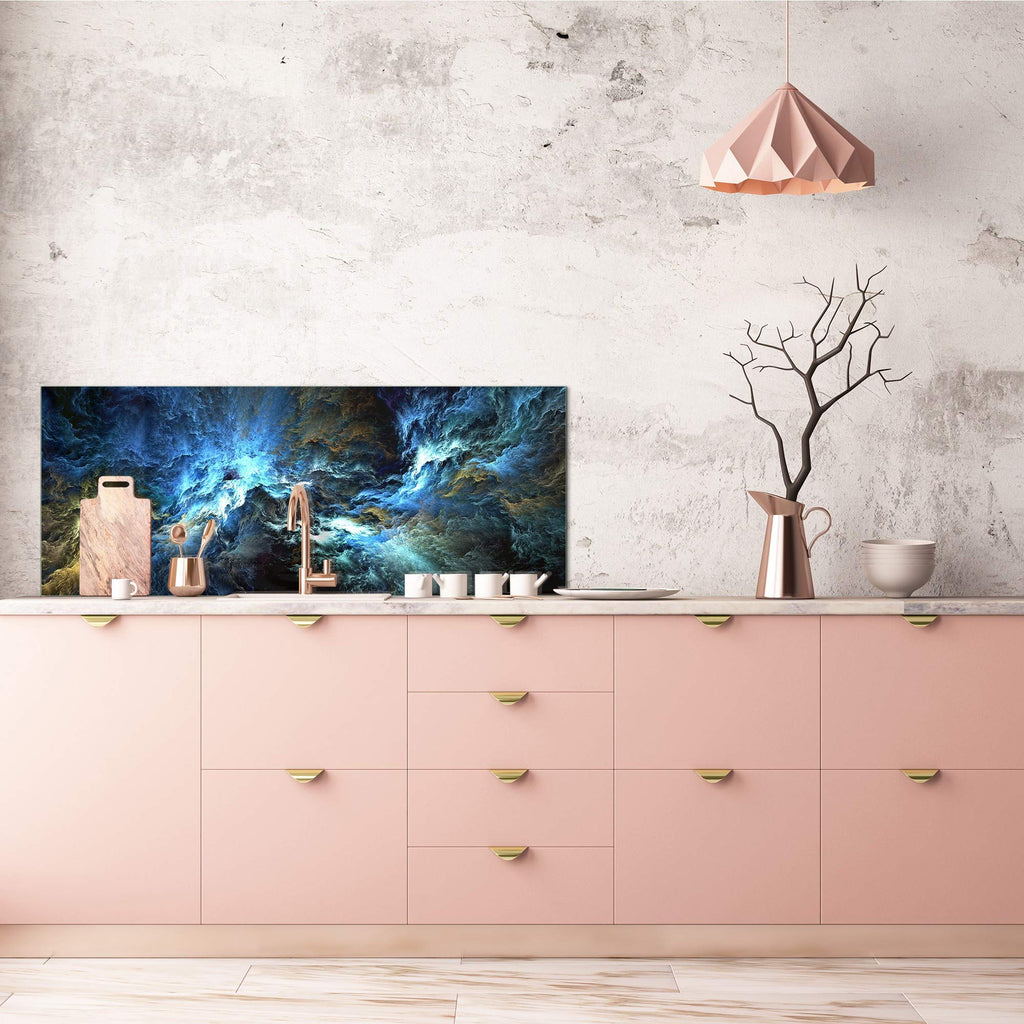 Stylish Glass Backsplash - Fantasy&Sci-Fi Series BBS13: Multicolor Abstract Glass Tile, 31.5'x12.6', Glue Down