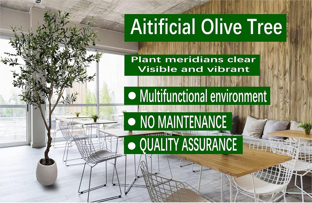 Olive Tree 7ft(82in,2200+Uv Protection Leaf) Tall,Faux Olive Tree Indoor Artificial Tree for Modern Home Office