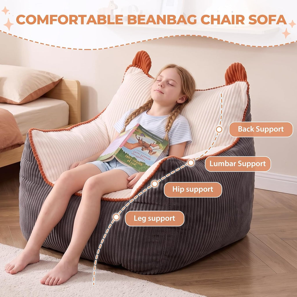 Comfy Kids Bean Bag Chair, Plush Bean Bag Sofa for Reading & TV