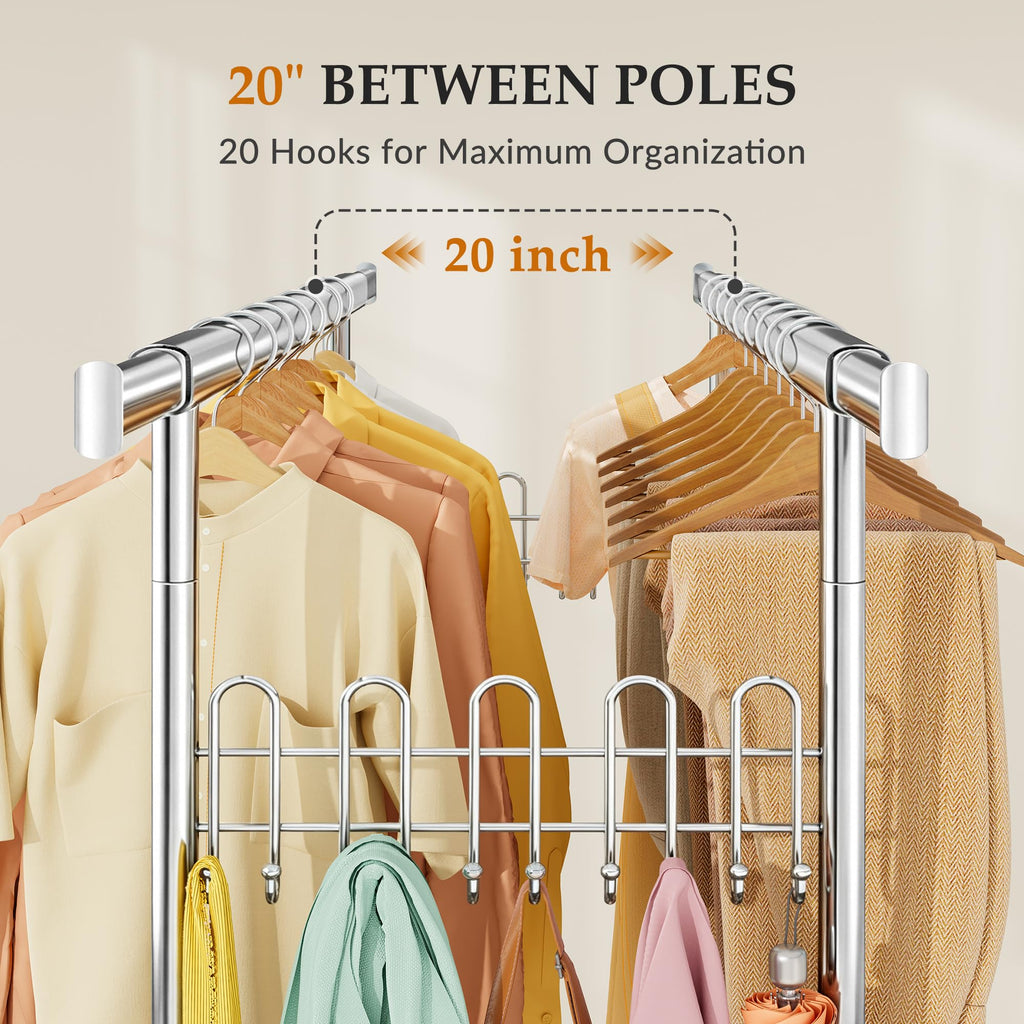 Clothes Rack Heavy Duty Load 1060 LBS with 4" Wheels, Commercial