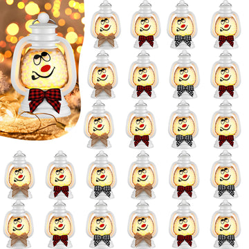 24 Pcs Christmas Snowman Lantern, Table Centerpieces, 4 Inch, White