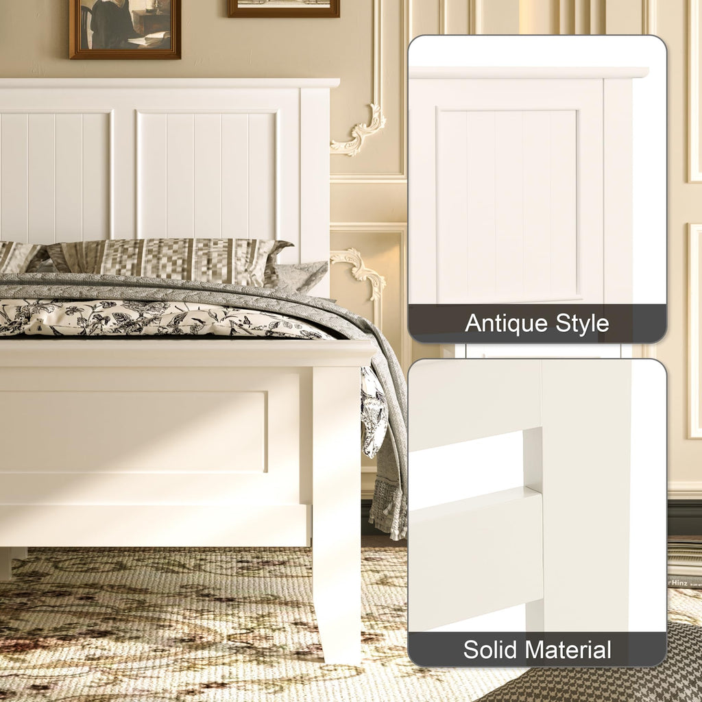 Wood Headboard Only with Farmhouse Style, Wall-Mounted, White
