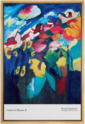 Framed Canvas Print Wall Art Garden in Murnau by Wassily Kandinsky Classic Vintage Illustrations Fine Art Decorative