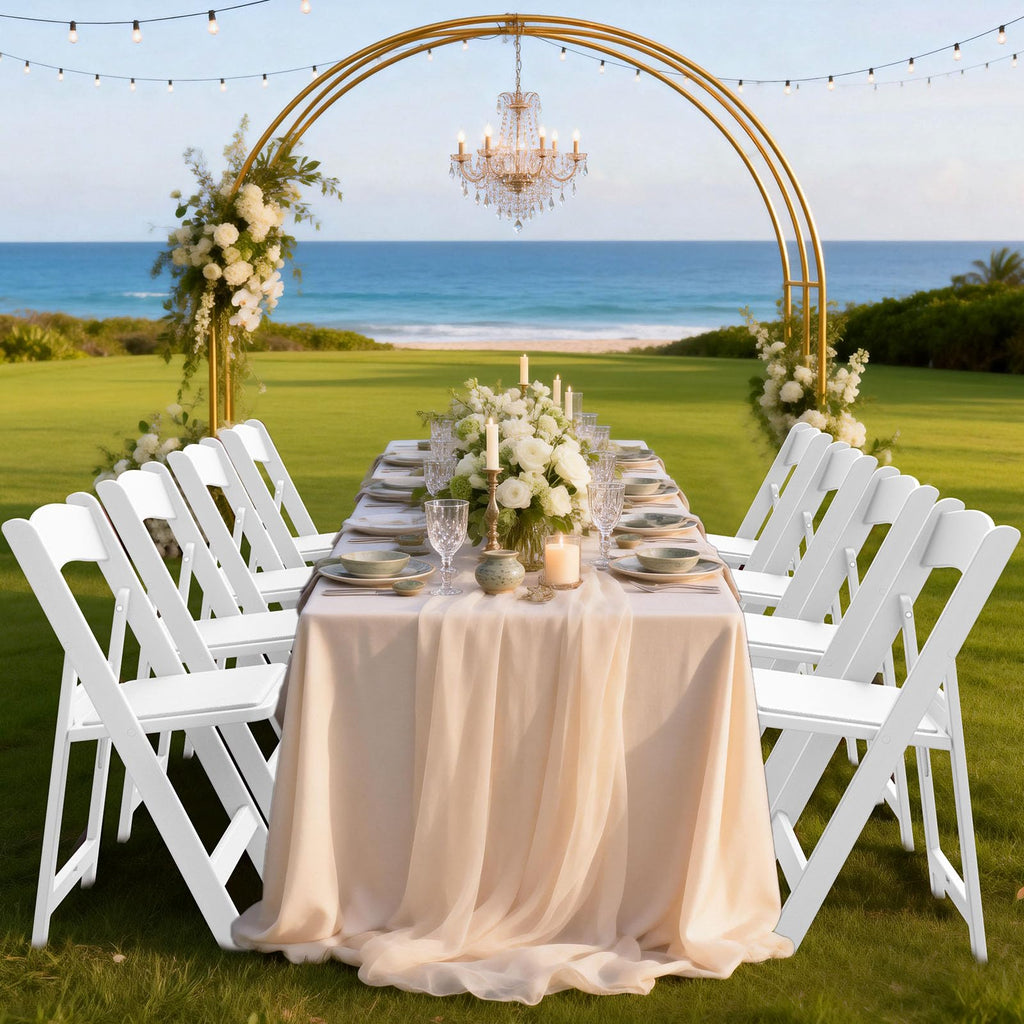Garden and Patio Folding Chair for Events and Wedding, Lightweight with Padded Seat, Water-Proof, Double Braced