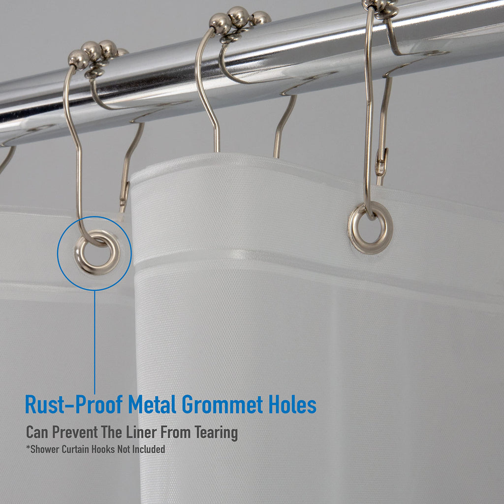Waterproof Shower Curtain Liner, 4X's Splash Guard Suction Cup Leak Protection, 12 Rust Resistant Copper Grommets, 3