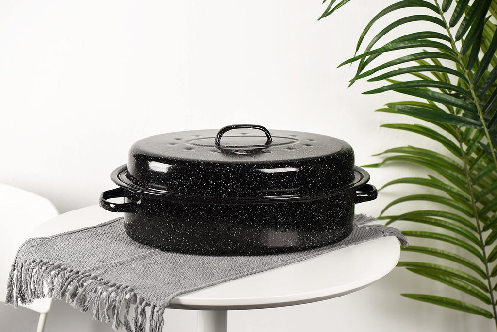 17-inch Covered Oval Enamel Roaster