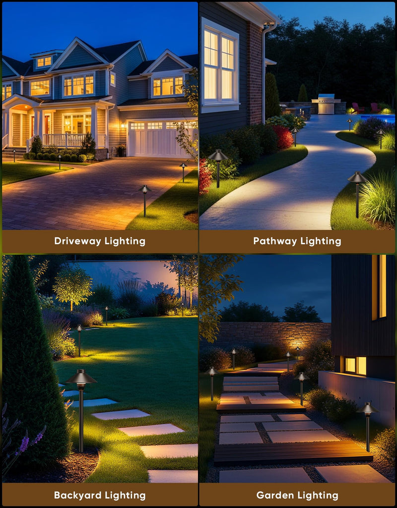 Low Voltage Landscape Lighting 24-Pack, Aluminum 12V Pathway Lights with G4 Bulbs, Waterproof Oil Rubbed Bronze Color