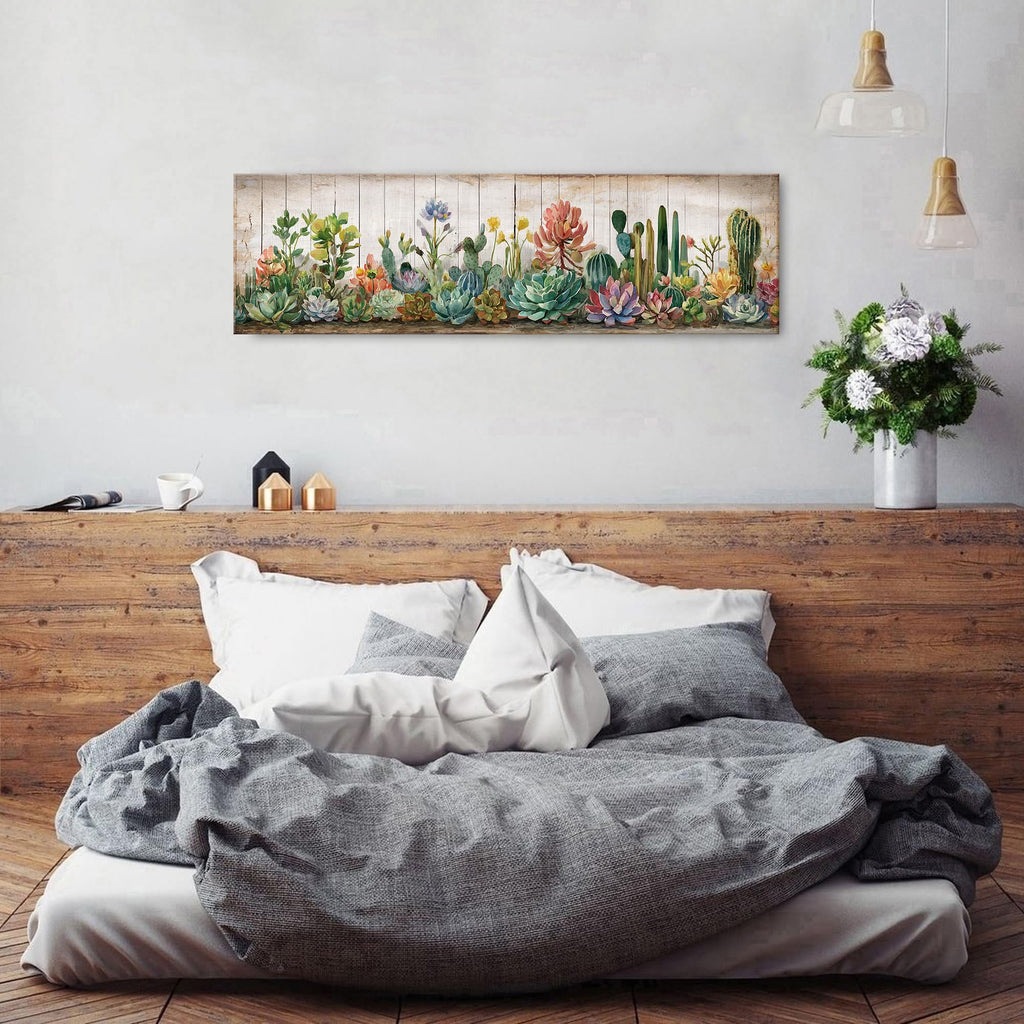 Rustic Succulent Wall Decor Cactus Wall Art Southwestern Arizona Desert Painting Canvas Prints Farmhouse Green