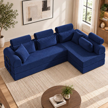 106" L-Shaped Modular Boneless Couch, 2-Piece System (2×70.87"), Convertible Sectional to 141.7" Straight Sofa