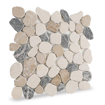 Pebble Tile for Shower Floor Natural Stone Sliced Pebble Mosaic 4 Sheets
