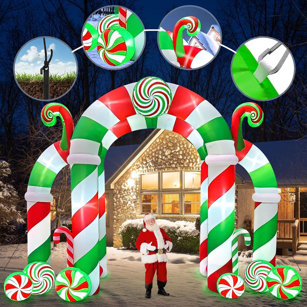 13FT Christmas Inflatables Arch, Giant Xmas Candy Arch Inflatable