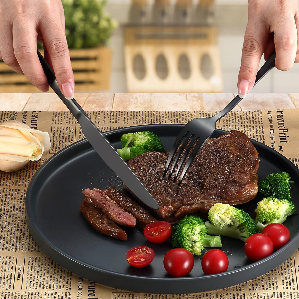 Matte Black Silverware Set for 4, Flatware Cutlery Set 20 Piece