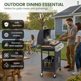 4-Burner Propane Gas Grill, 40,000 BTU Stainless Steel BBQ Grill with Foldable Side Tables, Spice Rack & Wheels