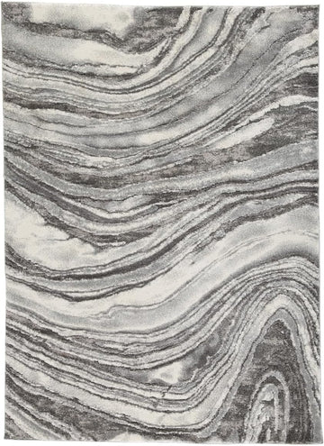 Wysdale Contemporary 8 x 10 High Pile Quartz Inspired Rug, Cream & Gray