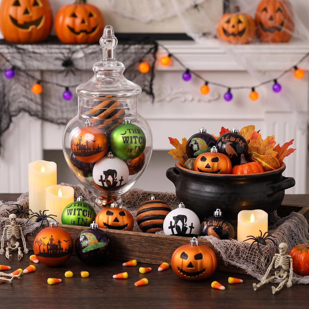 Large Halloween Ornaments Tree Decorations Indoor 3.2" - Set of 16