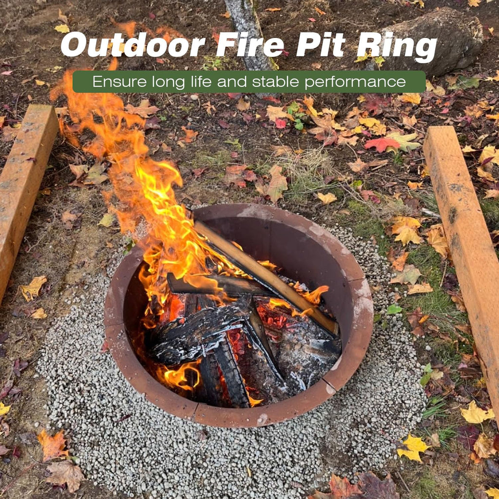 Outdoor Fire Pit Ring-27.5" Outer 23.6" Inter-Round Fire Pit Insert-Corten Steel Firepit Liner Heavy Duty Metal