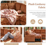 Belffin Corduroy Sleeper Sofa Bed with Storage Chaise Modular Sectional Sofa Couch with Pull Out Bed L Shaped