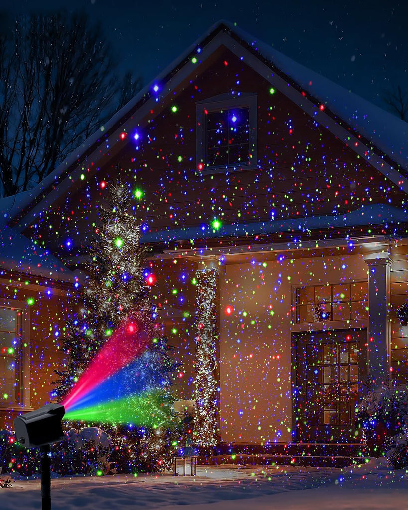 Christmas Projector Lights Outdoor, Thick Metal Housing Laser Light Projector, RGB 3 Colors Christmas Decorations