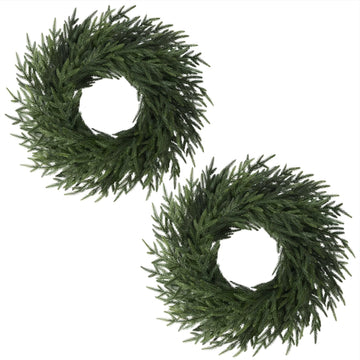 26" Christmas Norfolk Pine Wreath, Bonus Optional Welcome Sign