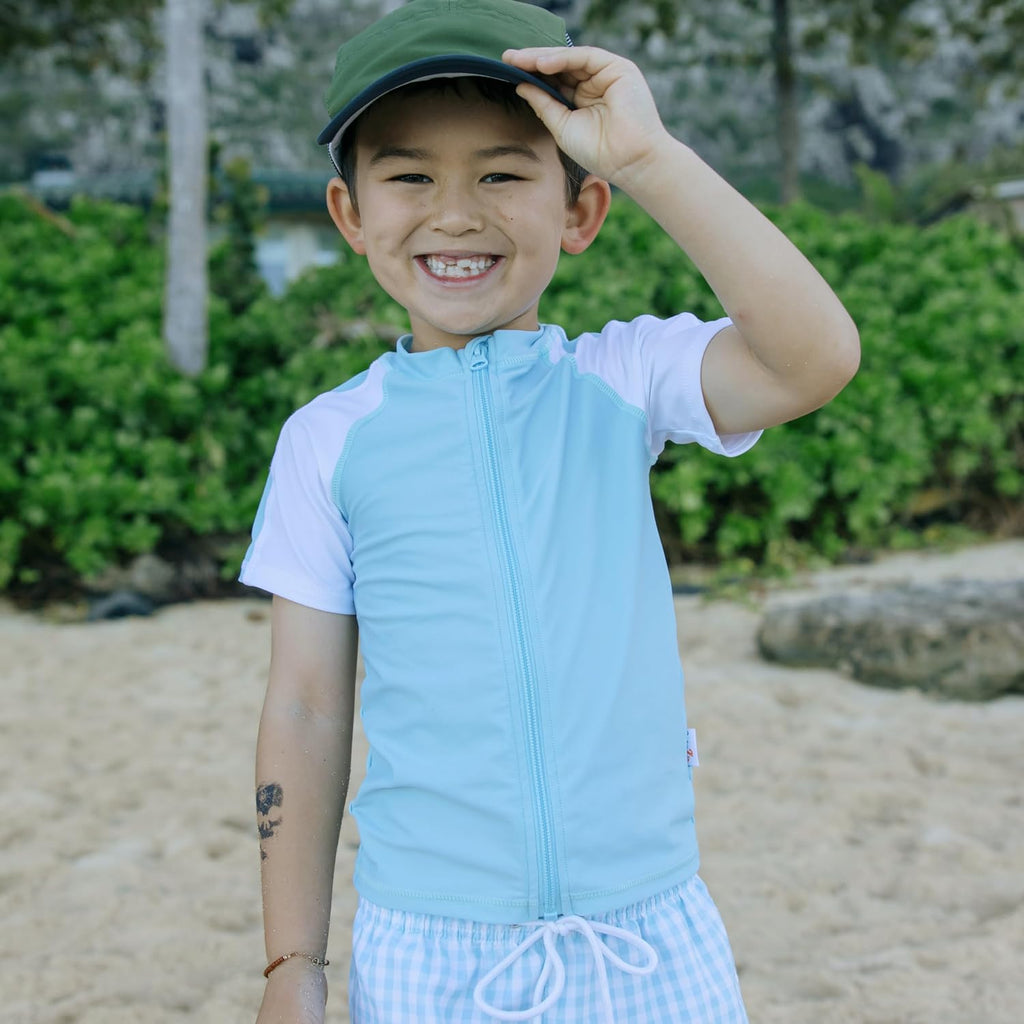 Boys' Short Sleeve Rash Guard & Swim Shorts Set - UPF 50+ Sun Protection