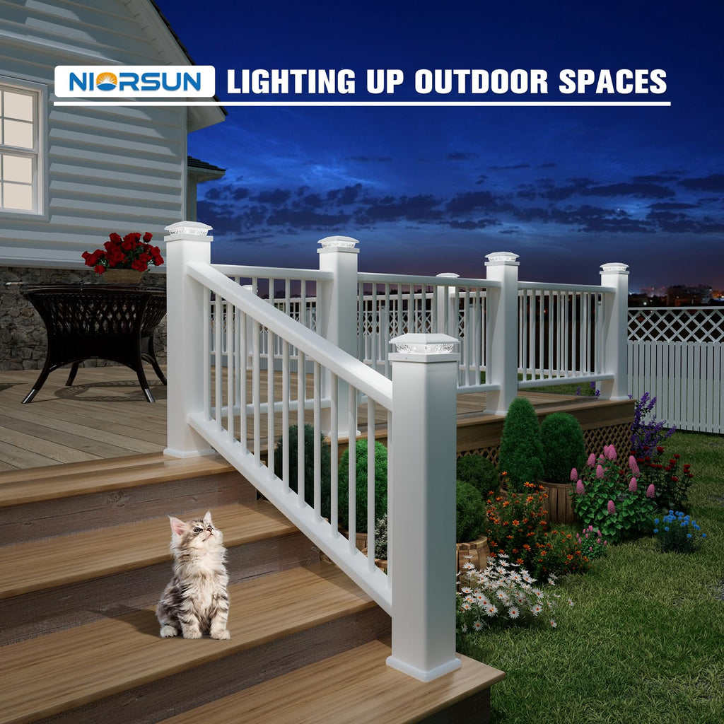 Solar Post Cap Lights,4x4 Post Solar Light Cool White,White 12 Pack