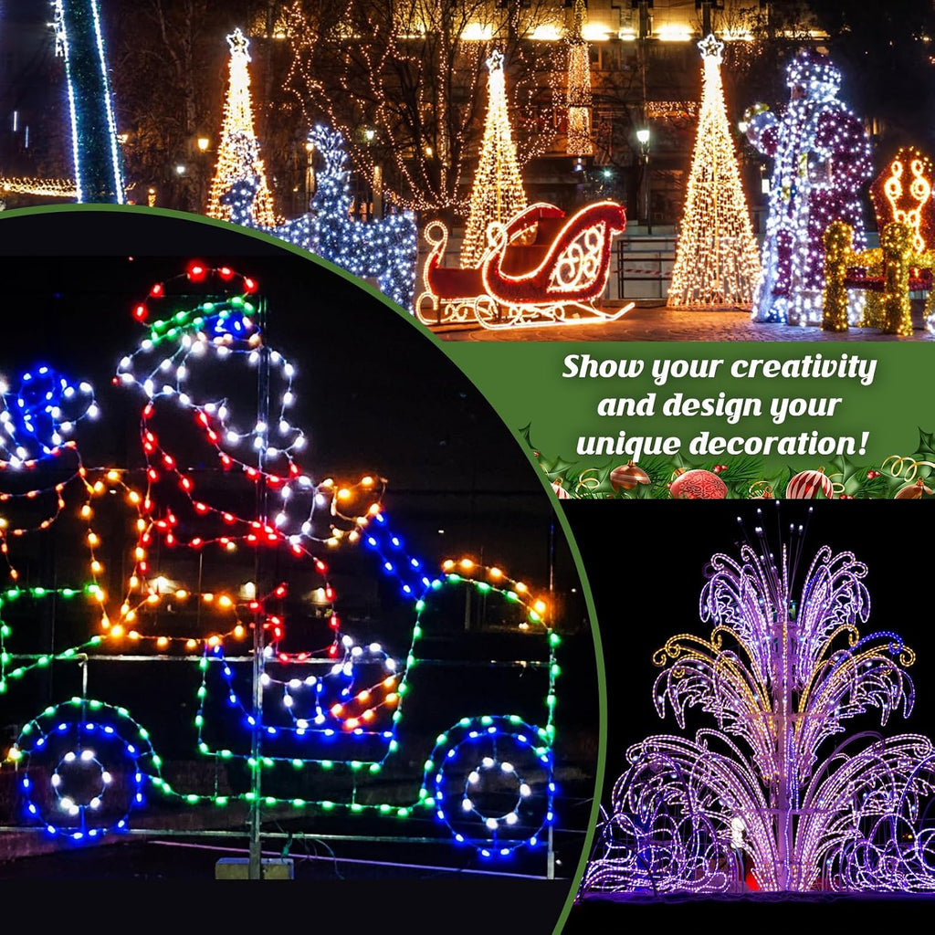 Commercial 500 FT C9 Christmas LED Lights String Outdoor, E17 Christmas Light Sockets Set Spool, C9 Sockets Patio