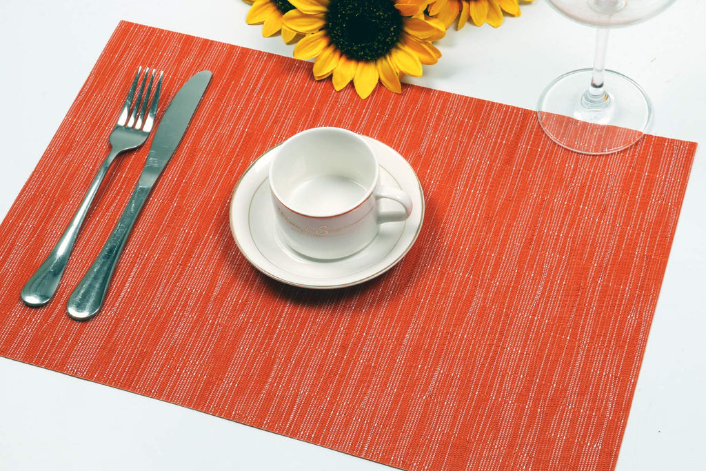 Orange Fall Placemats Set of 6 Woven Vinyl Autumn Place Mats