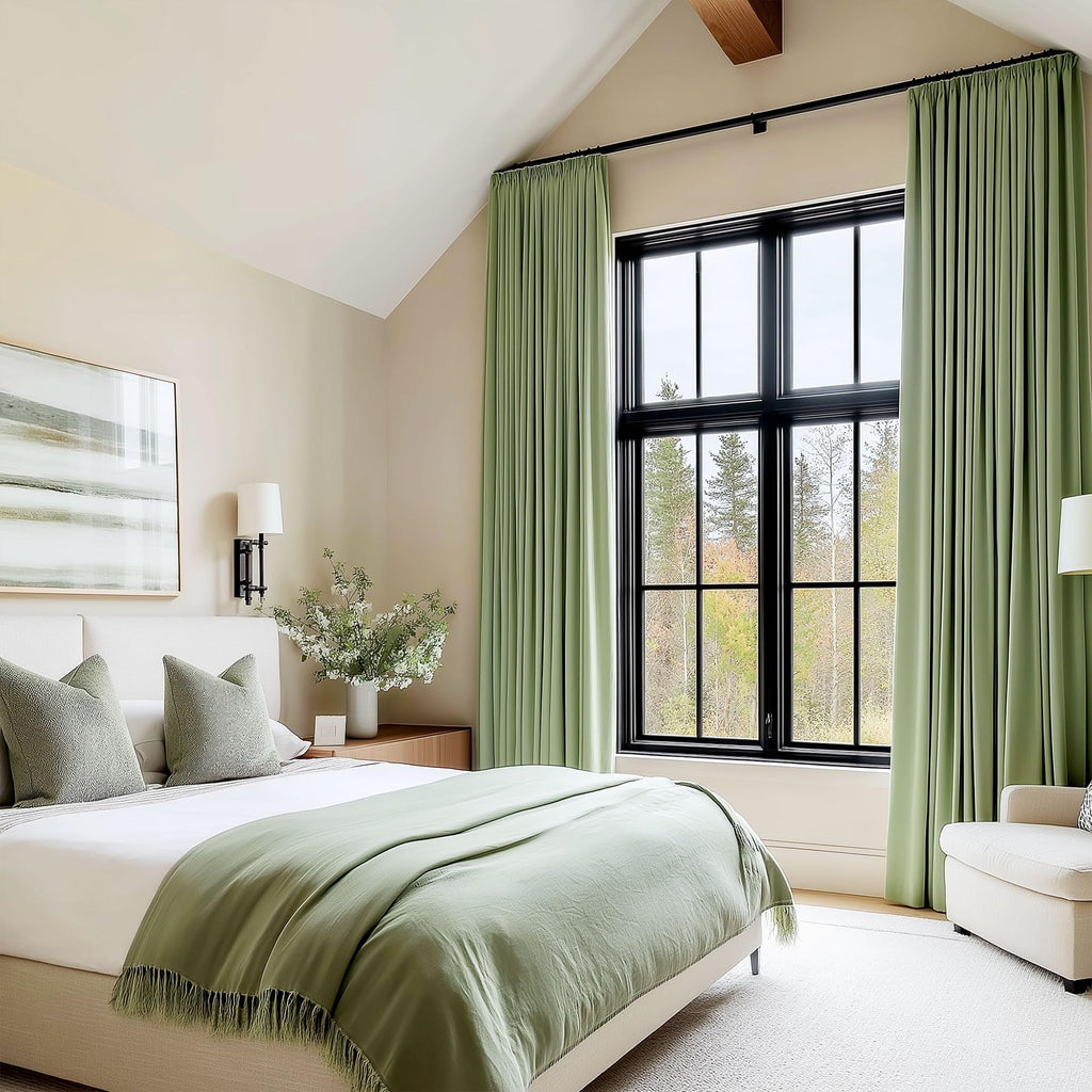 Sage Green Velvet Curtains Living Room 52x72 2 Panels