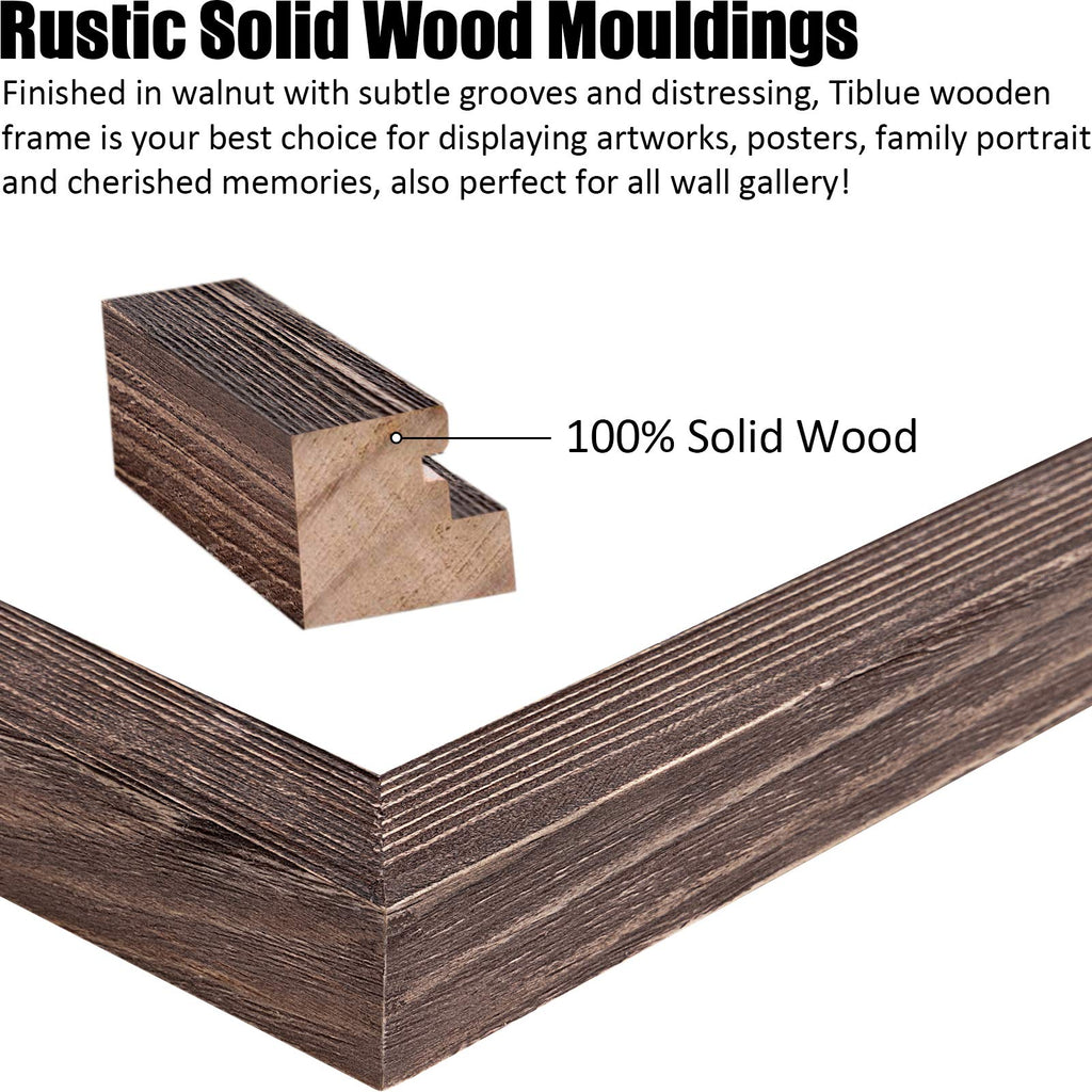 12x16 Rustic Picture Frames Solid Wood Display Pictures 11x14 or 8.5x11 Diplomas with Mat or 12x16 without Mat