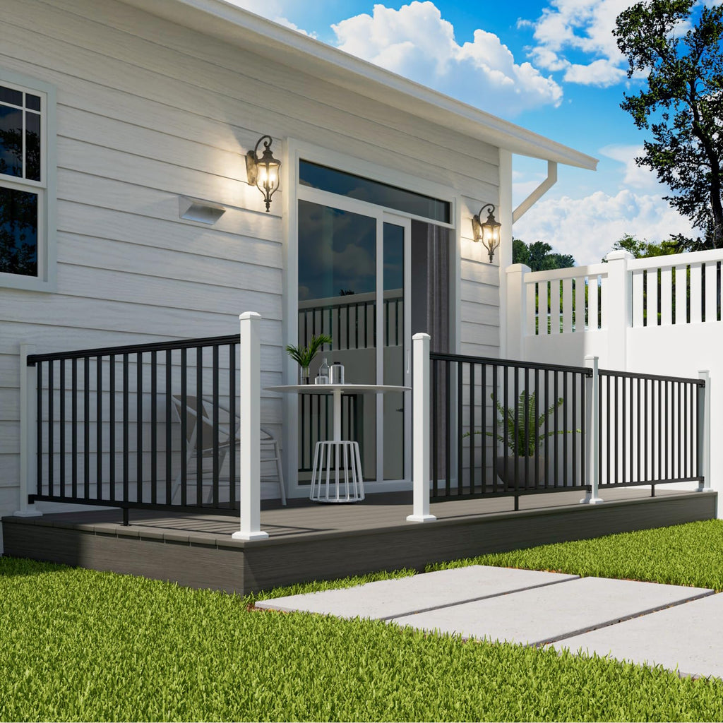 2.56in x 2.56in x 42.5in Aluminum Railing Post with Drill Bit, White