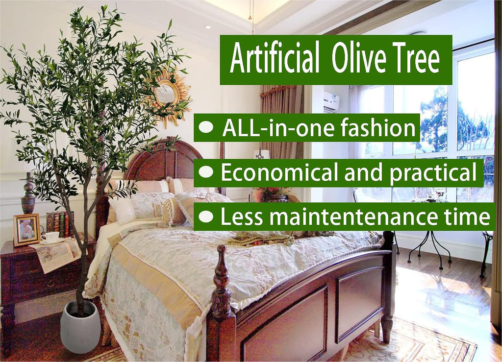 Olive Tree 7ft(82in,2200+Uv Protection Leaf) Tall,Faux Olive Tree Indoor Artificial Tree for Modern Home Office