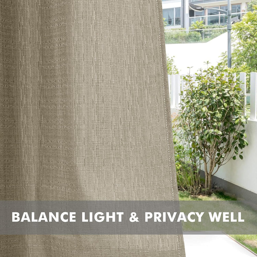 Linen Outdoor Curtains Waterproof 4 Pcs 54x108 In Taupe | Light Filtering, Grommet Top, Outdoor Dining Dividers