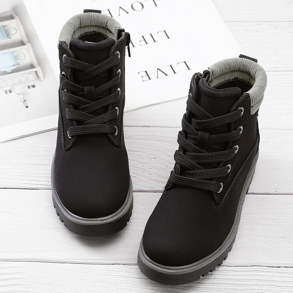 Girls Boys Combat Hiking Snow Ankle Boots