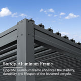 Outdoor Pergola 10x16FT with Adjustable Steel Roof, Louvered Pergola Aluminum Frame for Backyard