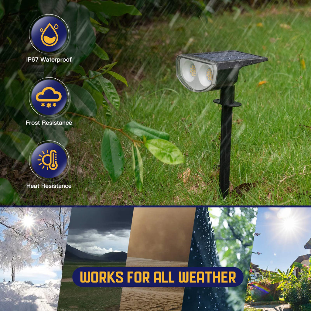 Solar Spot Lights Outdoor, IP67 Waterproof 38 LED Solar Powered Landscape Spotlights for Yard, Garden, Driveway